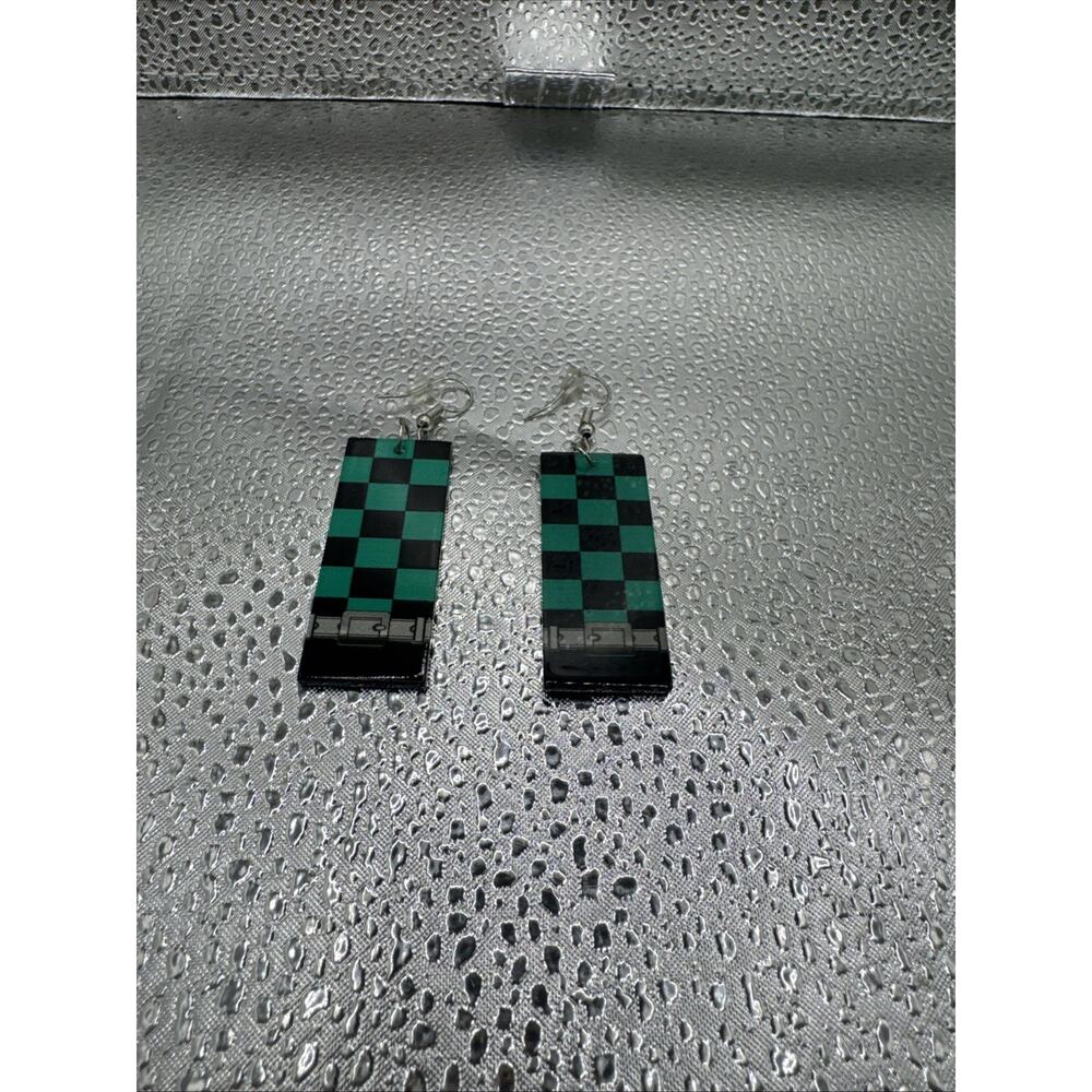 Demon Slayer Infinity Castle Tanjiro Earrings Anime Hanafuda Cosplay Drop - Picture 1 of 3